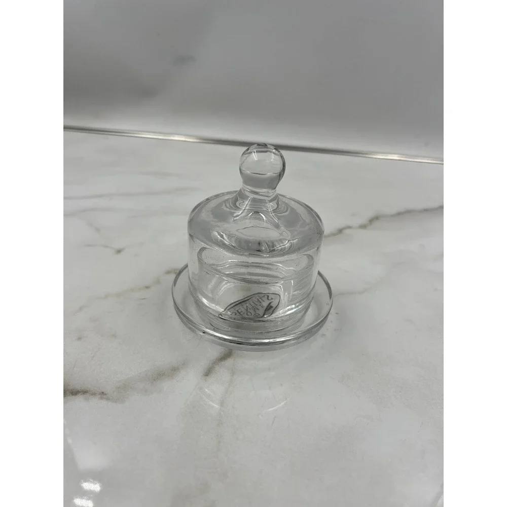 Home Essentials Clear Glass Mini Butter Dish Lid Individual Server Domed Cloche